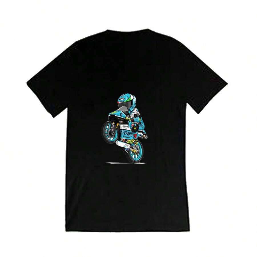 Men's T-Shirt With BIKER Print - Black - View 1
