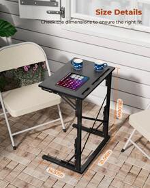 21''Wx28''H Folding TV Tray Table, Small Foldable C-Shaped End Table For Eating With Tablet And Phone Slots, Slide Under Couch Side Table For Recliner, Living Room, Bedroom, Black - màu đen - Xem 11