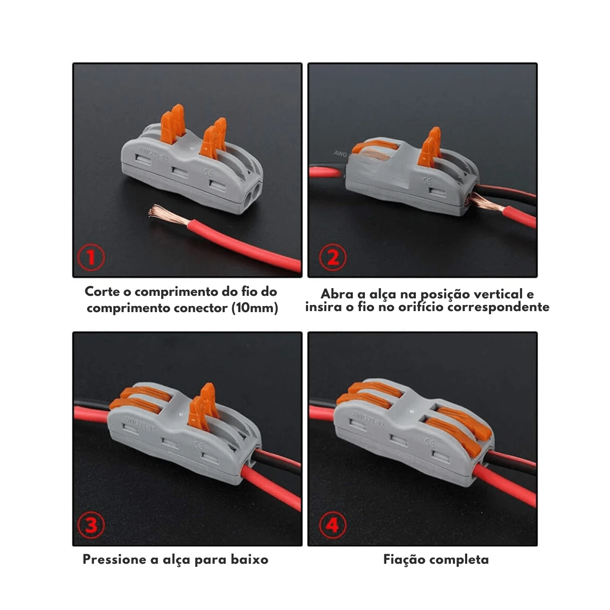 Kit 100 Conector Compacto Elétrico Emenda E Derivação Original 2 vias 3 ...