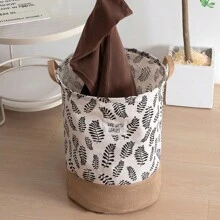 1 pieza Cesto de ropa con estampado de hojas, cesto de lavandería, cesta organizadora de baño, cesta, cesta de almacenamiento, cesto de ropa plegable