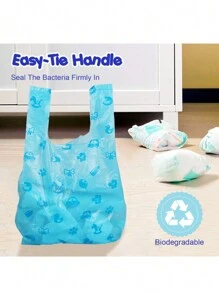 1pc Disposable Diaper Bags With Easy-Tie Tabs, Diaper Trash Bags Or Pet Waste Bags, With Cute Pattern Unscented Diaper Sacks, 15/30/90/100/180 Counts,S - Multicolor - View 8