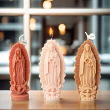 Angel Virgin Mary Statue Candle Silicone Mold Virgin Mother Portrait Home Ornament Plaster Mold DIY Prayer Madonna Candle Mold Holiday Decoration Tool - White - View 10