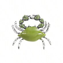 1pc Casual Green Crab Animal Shaped Zinc Alloy Brooch, Suitable For Men's Daily, Business, Party Wear On Suits And Coats - Green - View 7