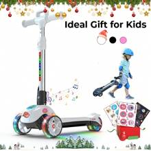 Patinete eléctrico para niños de 3 a 14 años, patinete eléctrico plegable de 70 W y velocidad máxima de 8 km/h, autonomía de 30 a 60 minutos, ruedas luminosas de colores, altura ajustable, regalo ideal de cumpleaños y Navidad para niños y niñas - Blanco - Ver 1