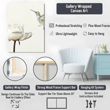 1pc Framed Canvas Poster, Hummingbird Flies On White Carnation Flower Animals Wildlife Wall Art Canvas Paintings, Ideal Gift For Bedroom Living Room Corridor, Wall Art, Room Decoration - 彩色 - 查看 6