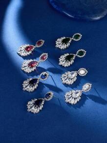 1 paire de boucles d'oreilles à pendentif style bijoux en cubic zirconia, boucles d'oreilles de soirée de mode pour la fête, cadeau de la Saint-Valentin, pour Maman, Mère, Fête des Mères, Cadeau
