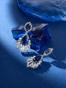 1 paire de boucles d'oreilles à pendentif style bijoux en cubic zirconia, boucles d'oreilles de soirée de mode pour la fête, cadeau de la Saint-Valentin, pour Maman, Mère, Fête des Mères, Cadeau