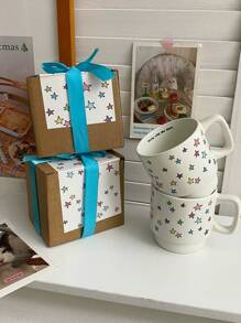 1pc/11oz Cartoon Colorful Star Mug, Ceramic Cup With Handle, Women Office Cup, Reusable, Suitable For Cold & Hot Drinks, Can Hold Cold Brew Coffee, Breakfast Milk, Juice, Great Gift For Women, Best Birthday, Mother's Day, Christmas, Valentine's Day, Back To School