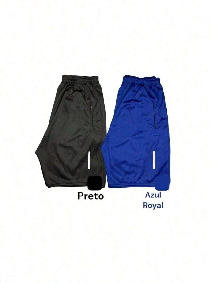 Kit 2 Dry Fit Bermuda Shorts Sports Training With Zipper Pocket! Resale - 藍色 - 查看 1