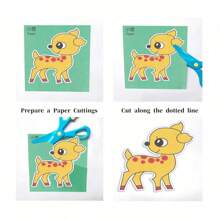 48pcs/96pcs Fun Kids Paper Cutting Set, Animal Theme Paper, Paper Art Cutting, DIY Craft Supplies With Scissors