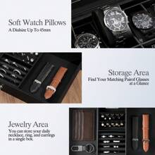 GUKA Watch Box 12 Slot Watch Display Organizer Leather Jewelry Case Drawer Glass Birthday For Men Women,  Husband Dad Back To School Dormitory Storage
