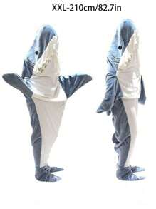 Novel Cartoons, Strange And Interesting Shark Pajamas, Hats And Warm Flannel Robes, Blankets Suitable For Halloween Party Costume Role-Playing - Blue - View 8