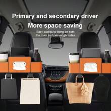 1 Peça Organizador Multiuso de Assento de Carro com Porta-lenços, Prateleira de Armazenamento de Veículo de Plástico ABS para o Banco Traseiro com Ganchos, Conveniente para o Motorista e o Passageiro