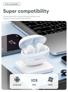 Auriculares Bluetooth Lenovo LP5PRO, sonido estéreo HIFI de media oreja, llamadas de voz HD con micrófono, música y juegos, baja latencia, larga duración de la batería, puntas de silicona, ajuste cómodo, cancelación de ruido ENC, compatible con teléfonos inteligentes y computadoras - Blanco - Ver 7