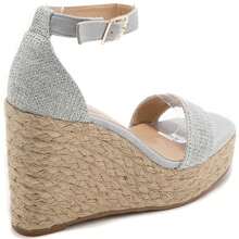 Wedge Heels With Ankle Strap For Daily Wear - Blue - View 4