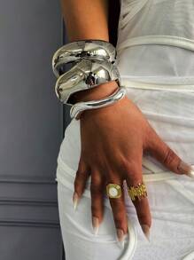 1Pc Cuff Bracelets,Gold Bangles,Wide Bangles, Chunky Bracelet, Bracelet Set, Wide Bracelet, Bracelet For Women,Gift For Her - Multicolor - View 2