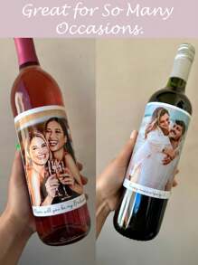 1pc Customized Photo & Text Wine Bottle Sticker, 4 Sizes Available, Suitable For Different Bottle Sizes, Personalized Photo Wine Bottle Sticker, Personalized Photo & Text Wine Bottle Sticker, Custom Wedding Style Sticker - Multicolor - View 6