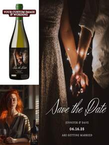 1pc Customized Photo & Text Wine Bottle Sticker, 4 Sizes Available, Suitable For Different Bottle Sizes, Personalized Photo Wine Bottle Sticker, Personalized Photo & Text Wine Bottle Sticker, Custom Wedding Style Sticker - Multicolor - View 3