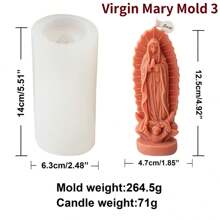 Angel Virgin Mary Statue Candle Silicone Mold Virgin Mother Portrait Home Ornament Plaster Mold DIY Prayer Madonna Candle Mold Holiday Decoration Tool - White - View 11