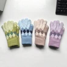 1 Paar flauschige Winter Handschuhe für Frauen, Outdoor Radfahren Sport Ski warme dicke gestrickte Touchscreen Handschuhe, geeignet als Geschenk für Freunde und Familie