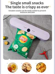 1 pieza Selladora al vacío recargable sin cable, para almacenamiento de alimentos secos/húmedos para extender la frescura, incluye 10 piezas de bolsas de sellado al vacío - Multicolor - Ver 11