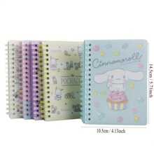 Sanrio Quaderno a spirale con personaggio cartoni animati Kuromi di Sanrio, quaderno a fogli mobili di stile carino per ragazze, diario, planner, forniture scolastiche, back to school