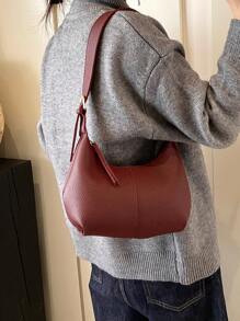 女士腋下斜挎包，休闲日常收纳袋 - 酒紅色 - 查看 2