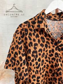 Basic Casual Plain Casual Unisex Blouse Shirt Fashion Blogger Summer Oversized Shirt Women's Beach Cover-Up - 捷豹印花 - 查看 8