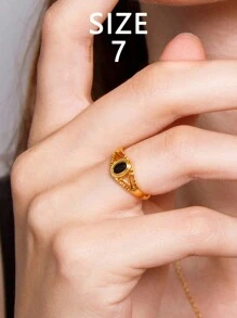 1 Stück S925 Sterling Silber Ring mit schwarzem Zirkonia, elegant geschnitzt mit Blumenmuster, vielseitiges Design, geeignet für den täglichen Gebrauch von Frauen, Festivals, Partys, als Schmuckgeschenk