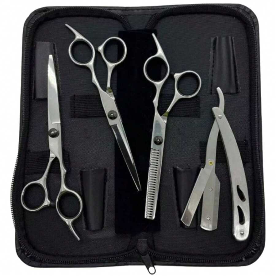 Kit Of 3 Professional Razor Thinning Scissors For Hairdressers/Barbers - 銀色 - 查看 1