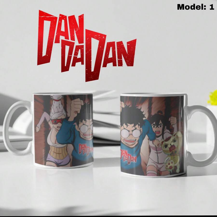 Taza DanDaDan anime romance manga alienigenas fantasmas comedia bromance soujo shonen animacion japonesa manhwa Dan Da Dan ZIG romance drama ruso Momo Ayase Okarun Jiji Turbo ruca Turbo abuela Turbo granny delicioso lindo anime dibujo manga manhwa manhua, anime boys, cute lindo Blanco y negro - DanDaDan 1 - Ver 1