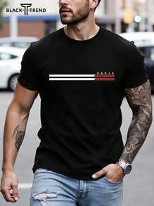 Men Fashion Vibrant California Graphic Print Crew Neck T-Shirt - Breathable, Soft, Short Sleeve, Casual, Outdoor Wear - Casual Creative Tops For Men