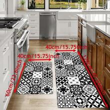 1 pièce Paillasson unique à carreaux noir et blanc, fabriqué en diatomite - antidérapant, résistant aux taches et super absorbant, convient pour la cuisine et la salle de bain, parfait pour la décoration de la maison et les célébrations