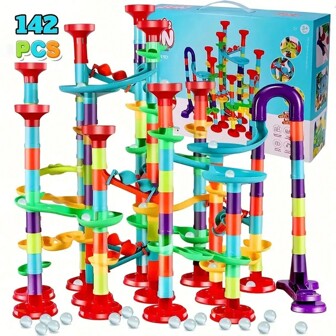 50/76/93/113/142/197pcs Large Size Marble Race Track Toys, Colorful Track Pipe Blocks, Creative Construction Toys For Ages 3+,Building Blocks Game For Girls Boys Christmas Stocking Stuffers Gifts (Colours And Details Are Random)