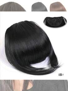 Natural Straight Synthetic Bangs High Temperature Fiber Clip-In Full Bangs With Fringe Of Hair 6 Inch Elegant Women's Clip-In Synthetic Hair Bangs With Sideburns - Perfect For Daily Use & Instant Style Upgrade Synthetic Women's Hair Short Straight Bangs Brown Black Red Wig Clip In Hairpieces For Black Heat Resistant Fiber