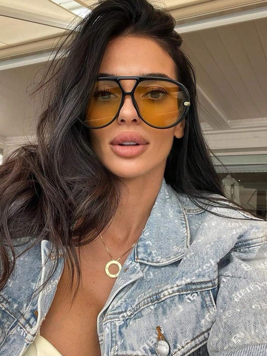 1pc Women's Big Frame Fashion Glasses, European & American Style Fashion Glasses, Outdoor Traveling & Street Style Accessories Fashion Glasses For Women Shades For Ladies Eyeglasses Fall Winter Outfits Beach Accessories Vintage Y2k Basics Business Casual Gifts For Summer Beach Vacation,Outdoor,Travel