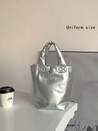 韓式時尚銀色手提包新品上市,大容量純色手提包,非常適合搭配著裝、婚禮禮服、女士正式裝、舞會服、生日裝