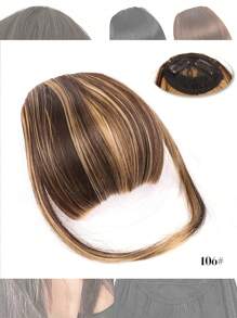 Natural Straight Synthetic Bangs High Temperature Fiber Clip-In Full Bangs With Fringe Of Hair 6 Inch Elegant Women's Clip-In Synthetic Hair Bangs With Sideburns - Perfect For Daily Use & Instant Style Upgrade Synthetic Women's Hair Short Straight Bangs Brown Black Red Wig Clip In Hairpieces For Black Heat Resistant Fiber