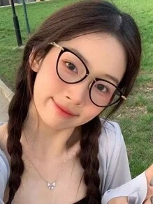 女士猫眼优雅复古时尚不锈钢变色装饰眼镜 - 彩色 - 查看 3