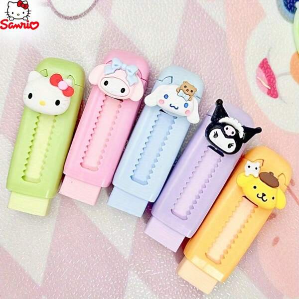 Sanrio Conjunto de borrachas Sanrio Hello Kitty e para Kuromi e personagens fofos - ABS, sem manchas e resistente a desintegração - Apresentando Melody, para, para minha Melody, de volta às aulas
