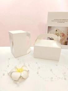 5/10pcs Set Portable Gift Box, Wedding Cake Boxes, Birthday Party Favor Boxes, Creative Candy Chocolate Paper Boxes - White - View 4