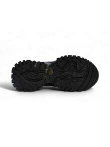 Heavy Metal Style Breathable Patchwork Casual Running Thick Sole Sneakers - Black - View 5
