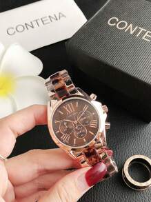 1 Stück Premium Luxus Roségold Quarz Damen Uhr, modisch & elegant, Edelstahlarmband, römische Ziffern Zifferblatt, silbernes Zifferblatt, geeignet für den täglichen Gebrauch, Partys, Geschäftsanlässe, ein ideales Geschenk zu Weihnachten, Geburtstag, Jahrestag, Valentinstag, Muttertag und mehr. Roségold Quarz Analog Uhr mit Metallarmband. - Weiss - Übersicht 10