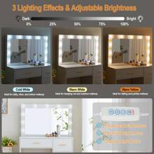Bedroom Dressing Table W/ 5 Drawers Mirror Makeup Desk  Vanity - White - View 8