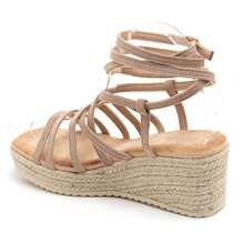 Cross-Strap Rope Sole Wedge Sandals - Summer Style - Khaki - View 4
