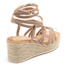 Cross-Strap Rope Sole Wedge Sandals - Summer Style - Khaki - View 5