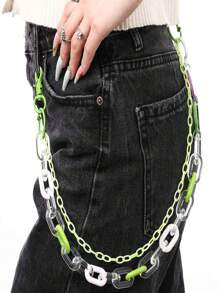 Cute Pants S Chain Layered Keychain Punk Colored Pendant Heart Pocket Pants Chain Hip Hop Rock Wallet Chain Men's And Women's Body Jewelry, Summer, School Fall, Autumn, Halloween - Multicolor - View 6