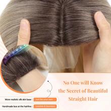 Megito Hair Topper 18 Inch Hair Toppers For Women With Thinning Hair Long Layered 6.5"X6.5" Synthetic Toppers Hair Pieces For Women Fiber Wiglets Ladies(3 Tone Blonde) - Ombre Blonde with Dark Root - 查看 3