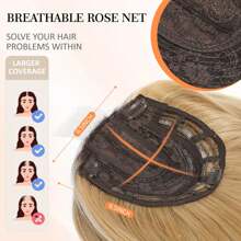 Megito Hair Topper 18 Inch Hair Toppers For Women With Thinning Hair Long Layered 6.5"X6.5" Synthetic Toppers Hair Pieces For Women Fiber Wiglets Ladies(3 Tone Blonde) - Ombre Blonde with Dark Root - 查看 5