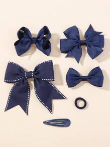 bilicaca 34pcs Girls Hair Accessories Set, Side Clip & Headband Hair Decor, Campus Style - Navy Blue - View 4